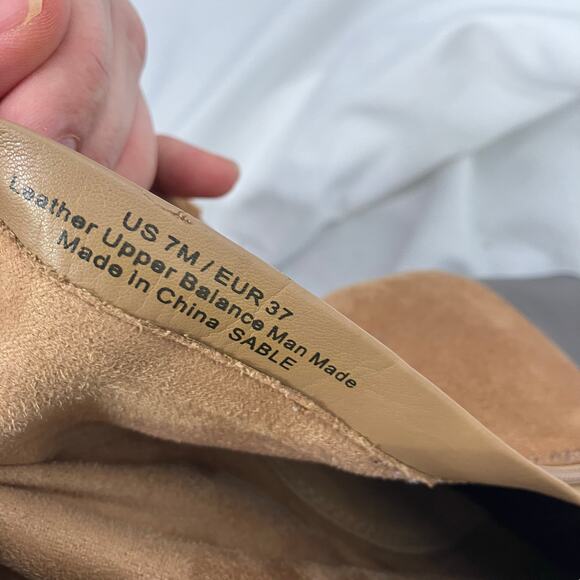 Sam Edelman Tan Suede OTK Boots 7 Leather Heel Wrap Strap Tall Zip Buckle - Picture 6 of 16